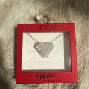Macy's Silver Crystal Heart Necklace